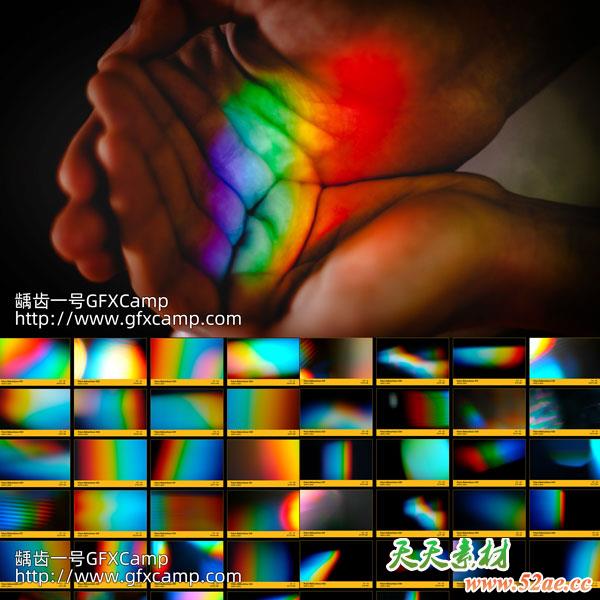 50组棱镜折射多彩梦幻光效4K视频素材-天天素材网