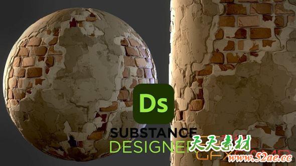 Substance石头砖块材质预设三套 Artstation – Stylized Bricks Bundle-天天素材网