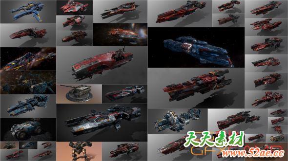 科幻宇宙飞船外星战舰3D模型 88 Sci-fi Ships Robot Drone (FBX/MAX格式)-天天素材网