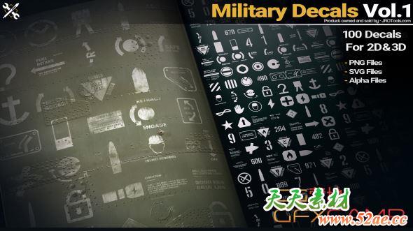军事图标图片素材 ArtStation – Military Decals Vol.1-天天素材网