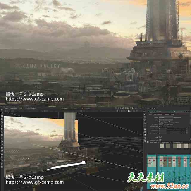 Blender+Nuke+PS数字绘景MP场景合成教程 中文/英文字幕-天天素材网