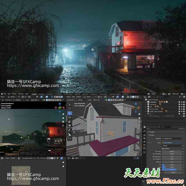 Blender真实小镇场景建模贴图灯光渲染全流程基础教程+工程文件 中文/英文字幕-天天素材网