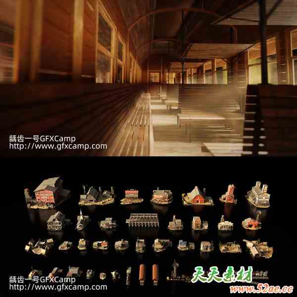 中世纪西部仓库复古破旧木屋房屋建筑3D模型 Outlaw C4D/FBX/OBJ/Blender/3DS MAX/Maya/Houdini/Unity/Unreal格式-天天素材网