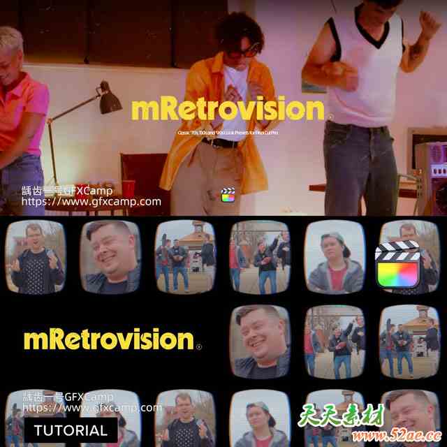 FCPX插件-80 90年代复古录像视频特效文字标题字幕动画转场预设 mRetrovision-天天素材网