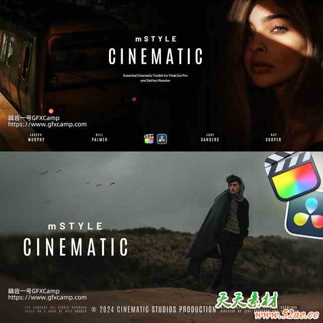 达芬奇+FCPX插件-电影风格视频叠加特效转场文字标题字幕动画预设 mStyle Cinematic-天天素材网