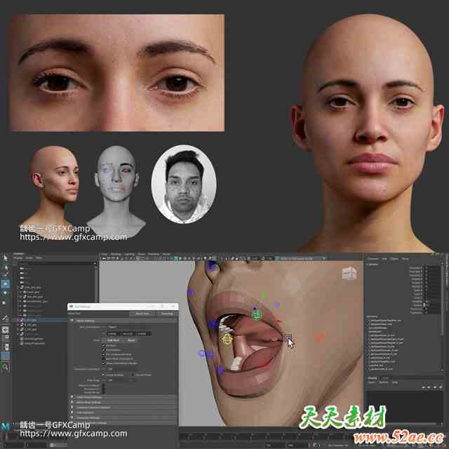 Maya+八猴面部数据捕捉映射绑定动画教程 中文/英文字幕-天天素材网