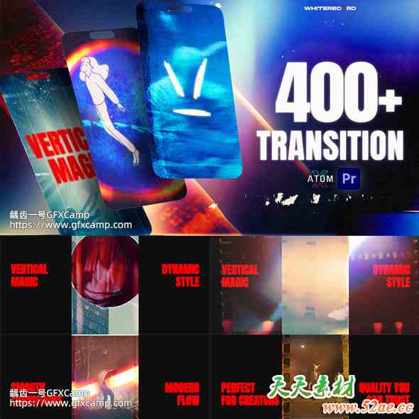 Premiere/PR脚本-400组竖屏电影胶片损坏燃烧薄膜霓虹闪烁复古光晕视频特效转场-天天素材网