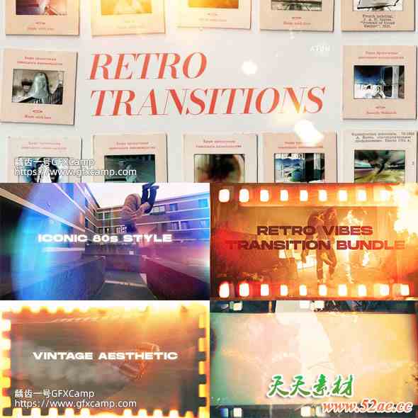 Premiere/PR脚本-225组复古电影放映机纸张划痕VHS胶片燃烧特效视频转场-天天素材网