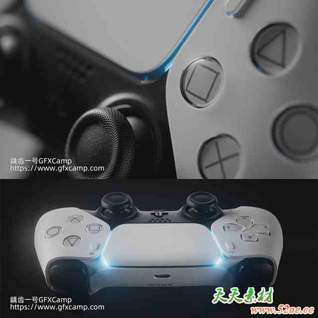 Cinema 4D C4D游戏手柄建模贴图渲染基础教程 中文/英文字幕-天天素材网