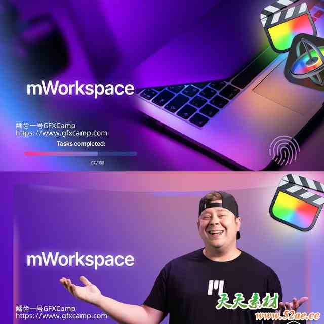 FCPX插件-83组简约时尚文字标题视频转场组件图标动画预设 mWorkspace-天天素材网