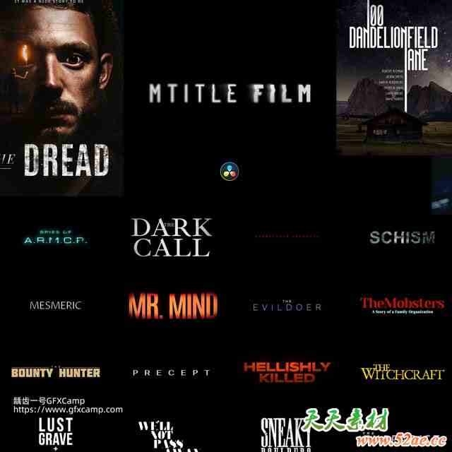 FCPX插件-60组电影标题字幕文字动画 mTitle Film 修复版-天天素材网