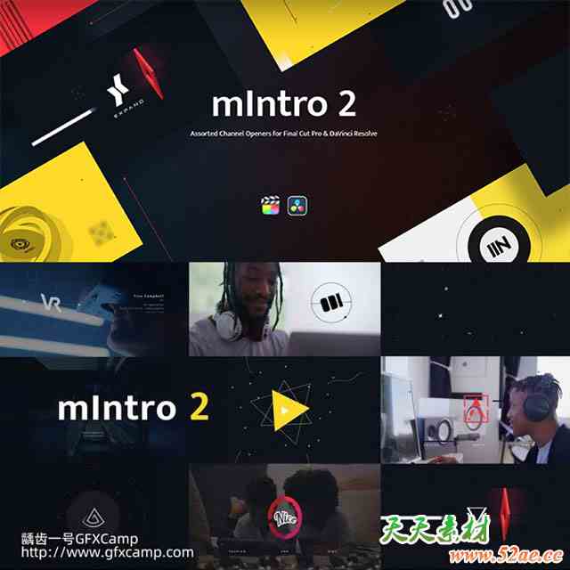 达芬奇/FCPX插件-85组现代线条背景文字标题元素Logo片头动画 mIntro 1+2-天天素材网