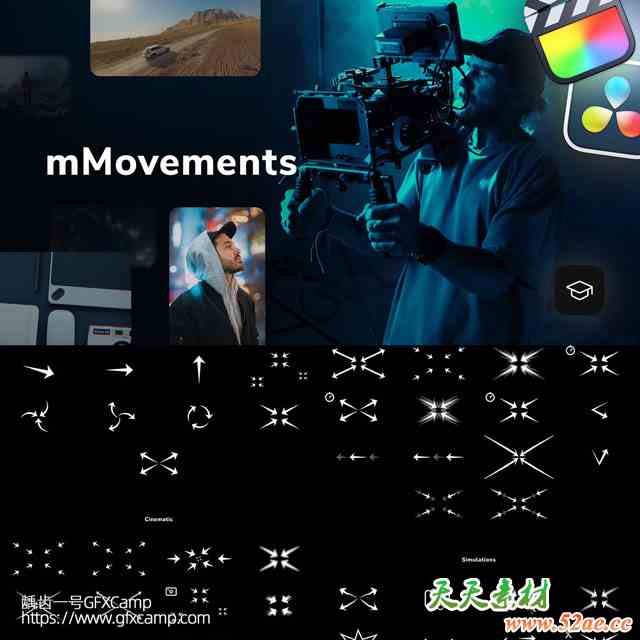 达芬奇+FCPX插件 50组摄像机手持推拉运镜画面运动预设 mMovements 修复版-天天素材网