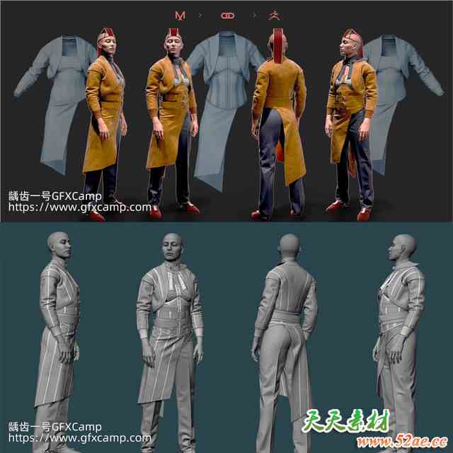 Marvelous Designer + ZBrush人物服装设计建模制作全流程教程 中文/英文字幕-天天素材网
