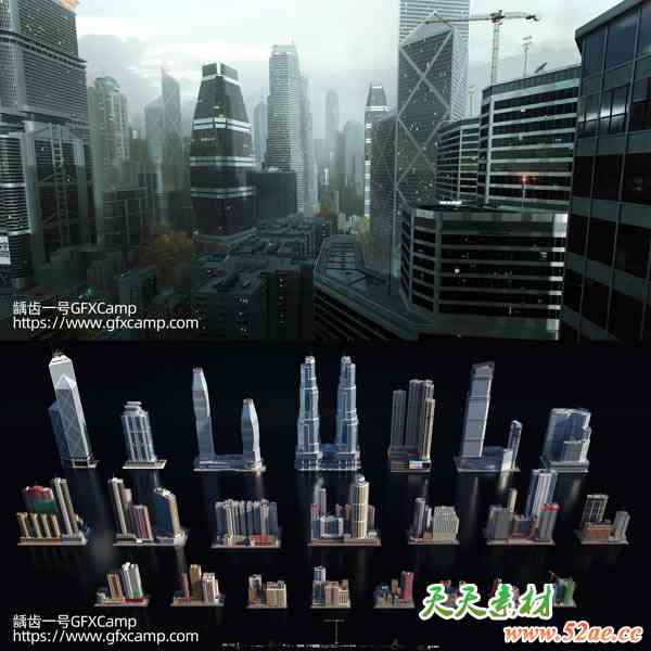 Blender/FBX/UE香港城市现代化楼房建筑3D模型资产预设 Hong Kong-天天素材网