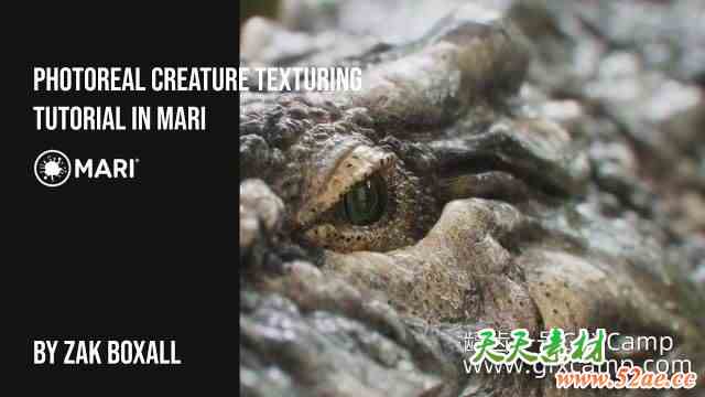 Mari鳄鱼真实皮肤纹理贴图制作教程 Gumroad – REALISTIC Creature Texturing Painting Tutorial Using Mari-天天素材网