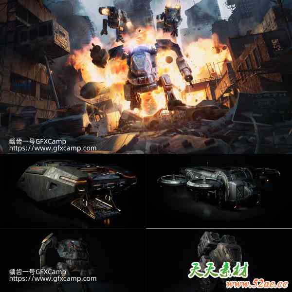 Blender科幻战争机甲飞船3D模型资产 Mech Wars-天天素材网