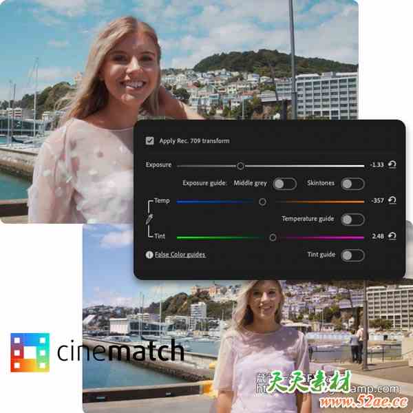 多视频色彩匹配调色插件 CineMatch 达芬奇/FCPX/AE/PR Win/Mac破解版-天天素材网