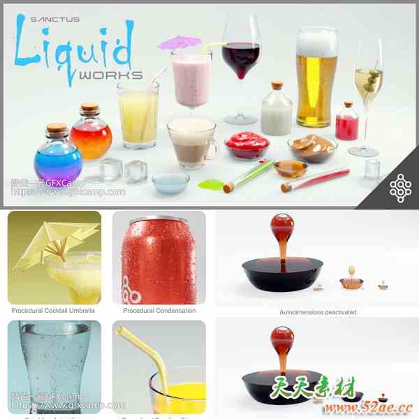 Blender 130组水液体流体材质插件资产预设 Sanctus Liquid Works-天天素材网