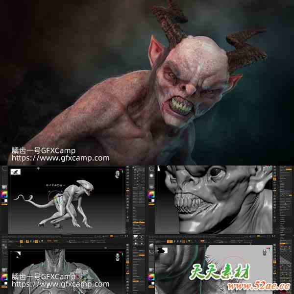 ZBrush 2024三维模型雕刻建模新手入门基础教程+工程素材 中文/英文字幕-天天素材网