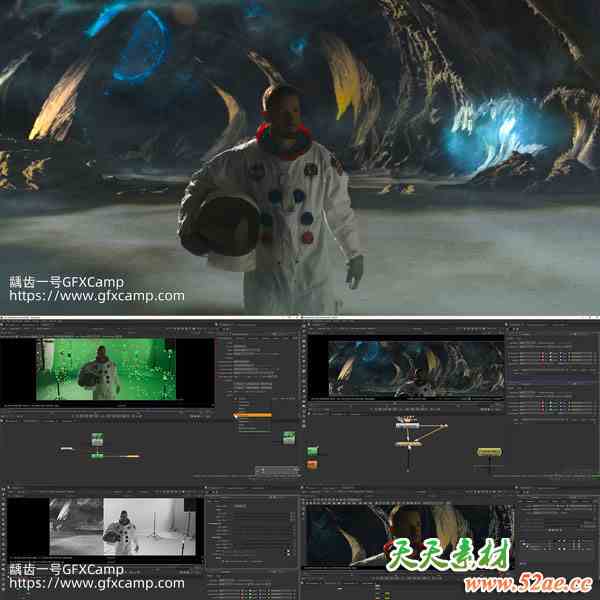 Nuke实拍绿幕抠像特效镜头合成教程+工程素材 中文/英文字幕-天天素材网