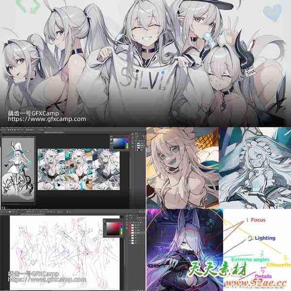 Coloso Photoshop/PS引人注目二维卡通动漫角色绘画手绘教程 中文/英文字幕-天天素材网