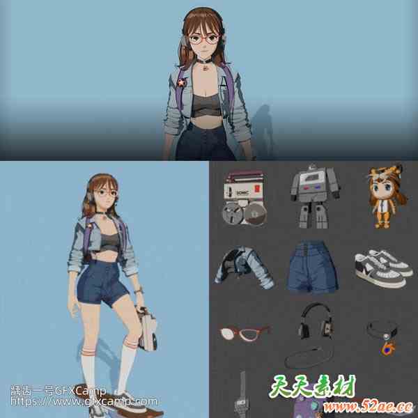 Coloso Blender三维女性卡通角色建模贴图绑定全流程基础教程 中文/英文/韩文字幕-天天素材网
