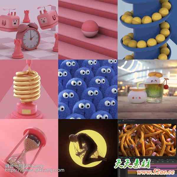 Coloso C4D Octane三维场景创意循环动画材质灯光渲染教程 中文/英文字幕-天天素材网