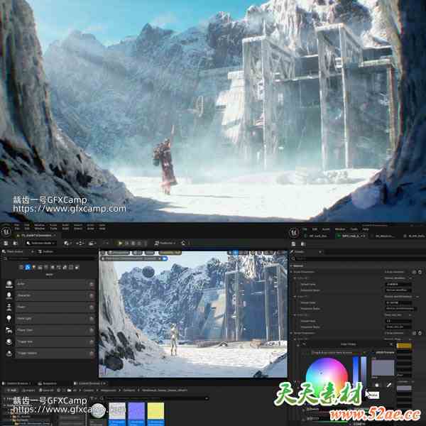 UE5电影镜头三维雪地场景搭建灯光渲染特效教程 中文/英文字幕-天天素材网