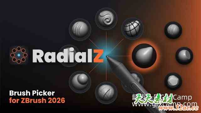 ZBrush浮动式笔刷选择器插件 RadialZ V1.4.4 Win破解版-天天素材网