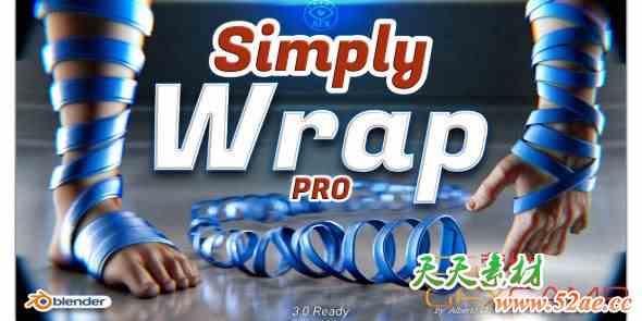 Blender绳子绸缎多边形缠绕插件 Simply Wrap Pro V2.5.1 + 使用教程 + Assets预设库-天天素材网