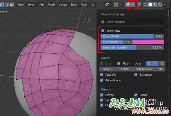 Blender顶部面片选择插件 Draw Xray V4.2.3 + 3.0 With Snap + 3.4 Without Snap-天天素材网
