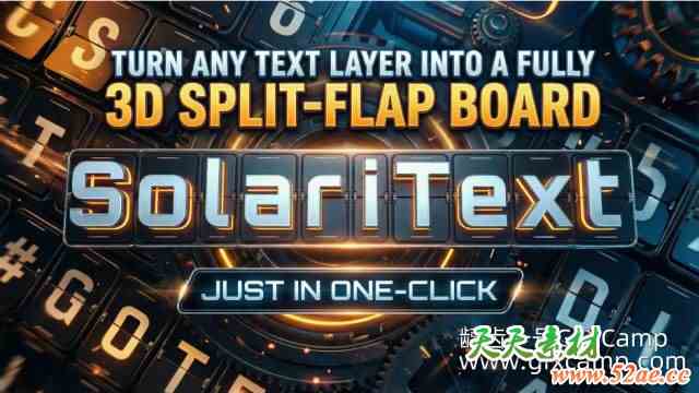 AE翻牌板文字卡片动画脚本 Aescripts SolariText V3.0 + 使用教程-天天素材网