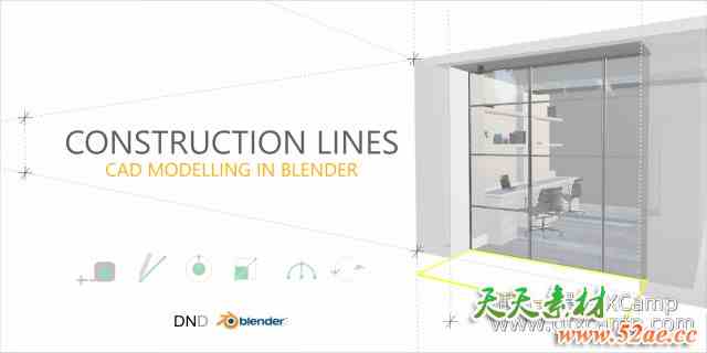 Blender仿CAD建模插件 Construction Lines v0.9.7 – Accurate Cad Modelling Add-On For Blender-天天素材网