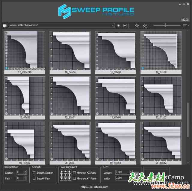 3DS MAX欧式建筑边角模型生成插件 3d-kstudio Sweep Profile Pro v1.01.45 for 3ds Max 2014-2027-天天素材网