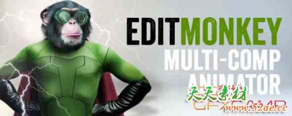 多图层运动一键处理动画AE脚本 Aescripts EditMonkey V1.12 + 使用教程-天天素材网