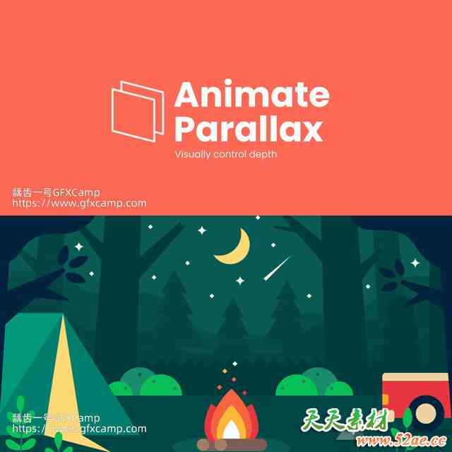 AE扁平化图层分层三维视差推拉移动MG动画脚本+中文字幕教程 Animate Parallax V1.4.0-天天素材网