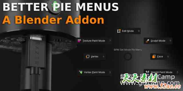 Blender智能弹出式菜单插件 Better Pie Menus V0.5.3-天天素材网