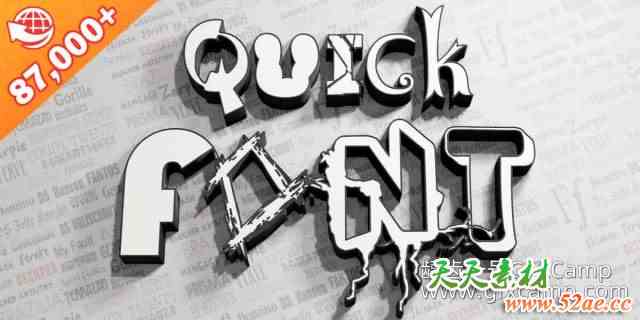 Blender在线字体插件 Quick Font Pro V1.3-天天素材网