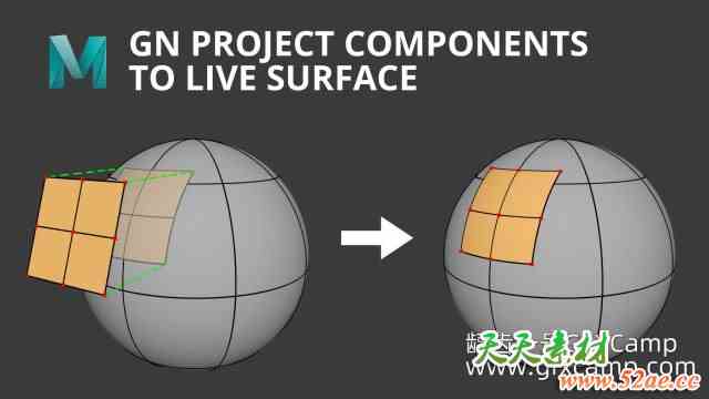 Maya多边形投射插件 GN Project Components To Live Surface V2.21-天天素材网