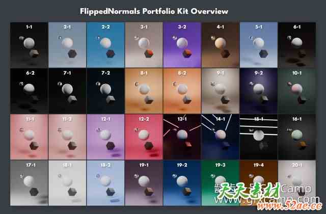 Blender场景灯光资产预设 FlippedNormals – Portfolio Kit-天天素材网