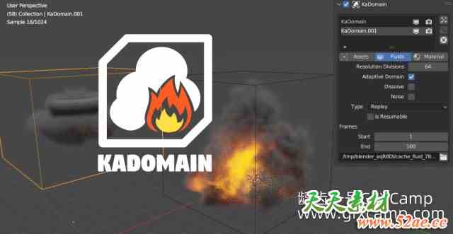Blender场景物理特效模拟管理插件 Kadomain V1.2.11-天天素材网