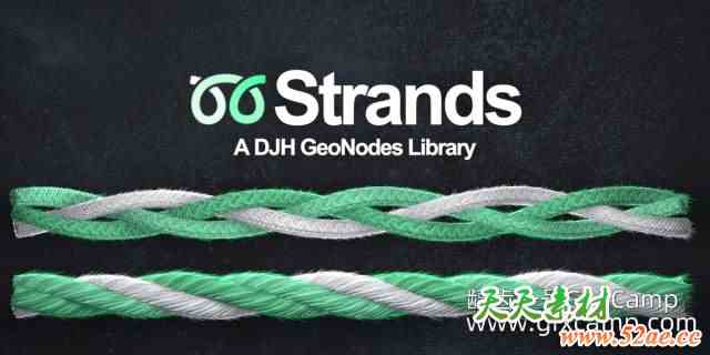 Blender绳子锁链模拟资产预设 DJH Strands – A Geonodes Library V5-天天素材网