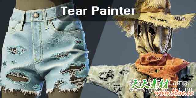 Blender牛仔衣服破洞生成器资产预设 Tear Painter V1.2 + 使用教程-天天素材网