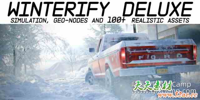 Blender冬天下雪场景环境模拟插件资产预设 Winterify Deluxe-天天素材网