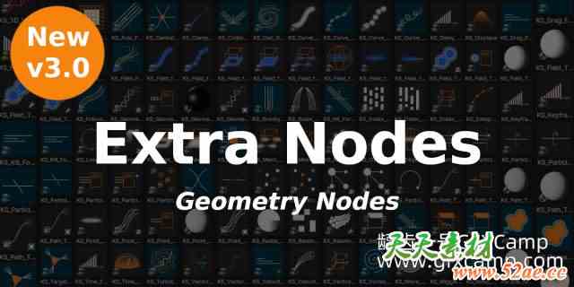 Blender运动图形视觉特效几何节点资产预设包 Extra Nodes For Geometry Nodes V3.5 + 视频教程-天天素材网