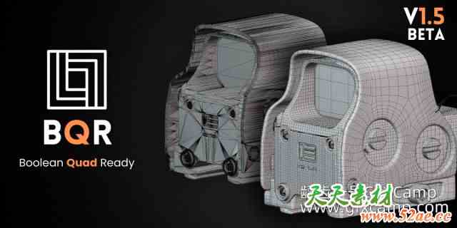Blender布尔建模四边形网格优化插件 BQR Boolean Quad Ready V1.6-天天素材网