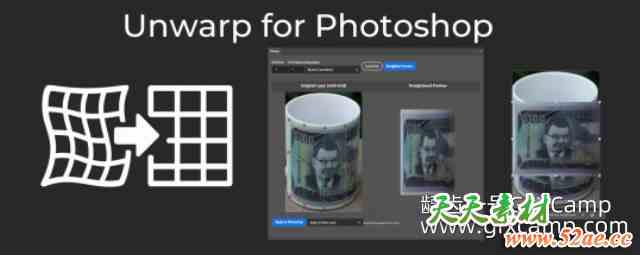 PS扭曲图片矫正插件 Unwarp V1.0.2 for Photoshop-天天素材网
