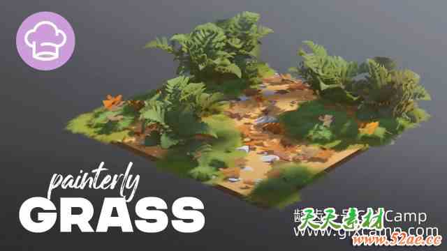 Blender卡通油画风格田野草地资产预设 Painterly Grass – Fields & Meadows Pack for Blender EEVEE-天天素材网