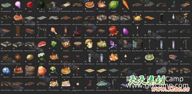 Blender原神游戏物品3D模型资产预设 Genshin Impact Blender Assets collection-天天素材网